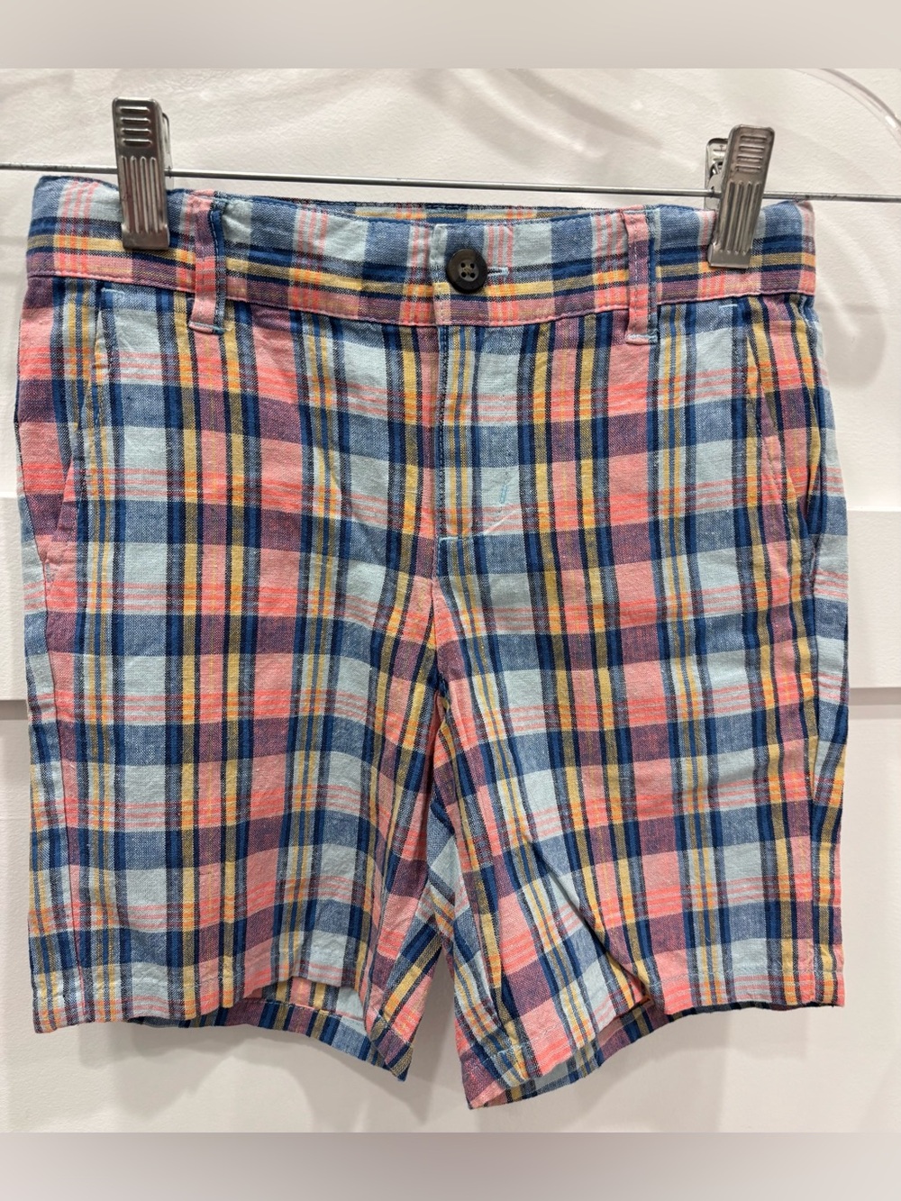 Janie and Jack Plaid Chino Shorts Blue & Pink NWT
